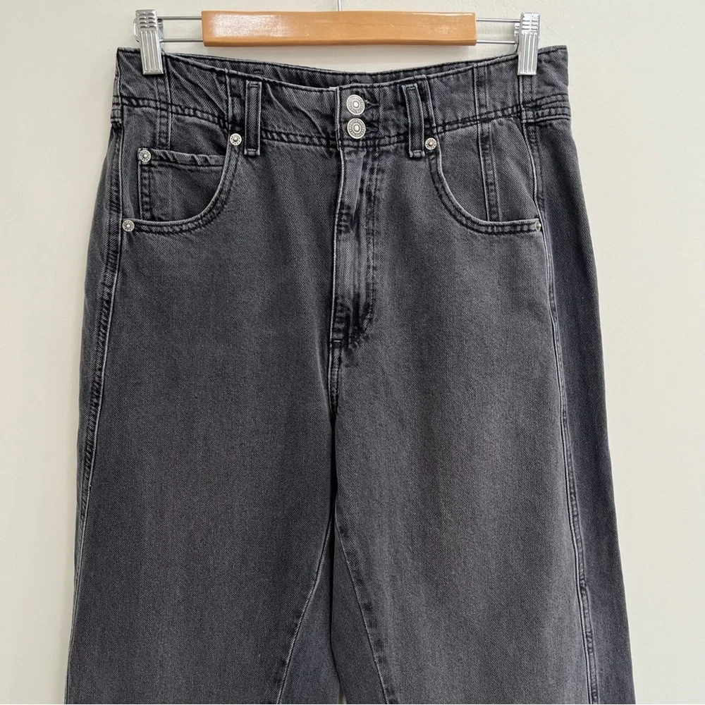 We the free Aster Straight Leg Jeans Barrel Leg in Asteroid Washed Black Size 30 - Picture 6 of 16